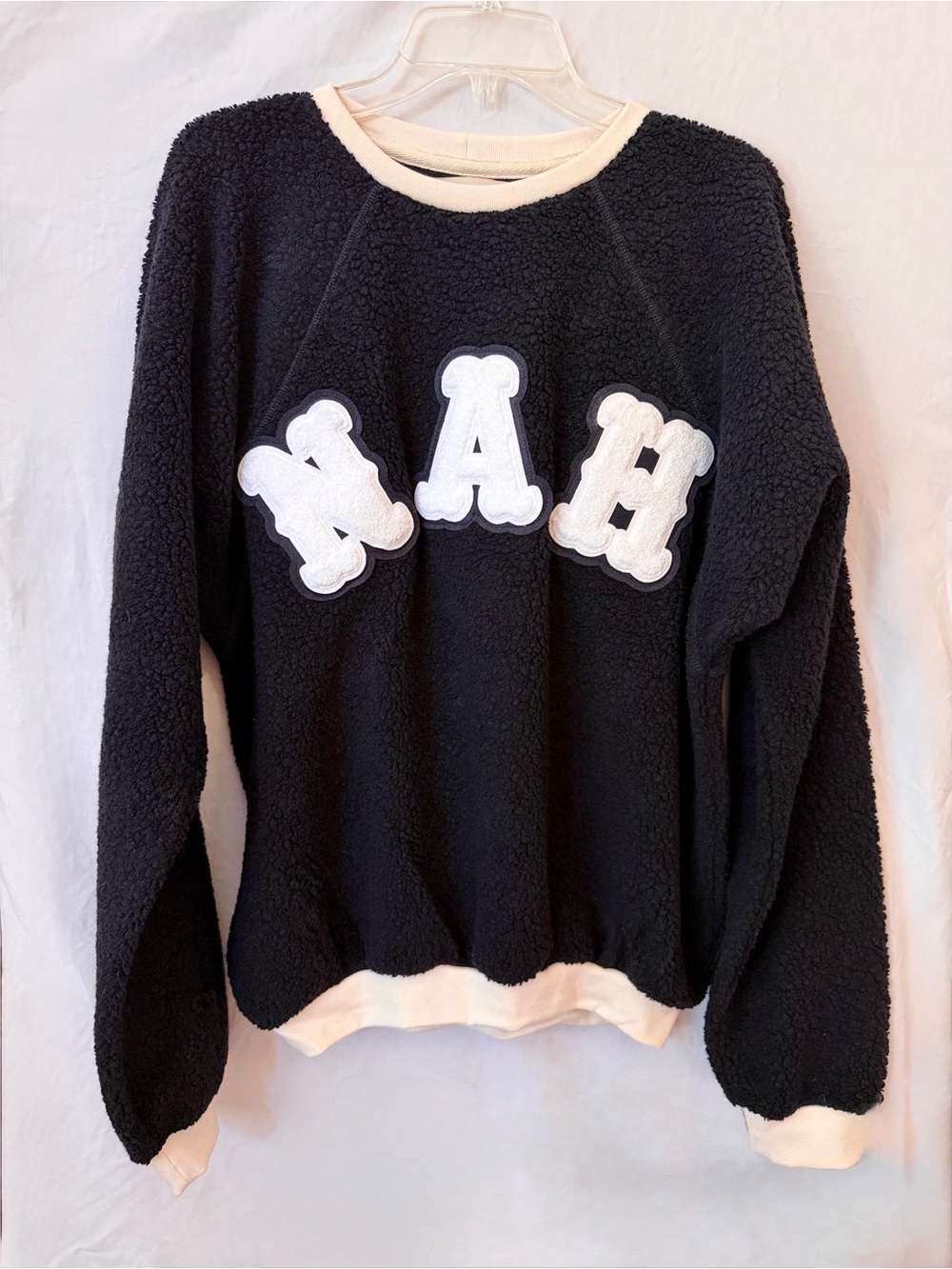 Black Sherpa Varsity Sweatshirt Chenille Patch XL